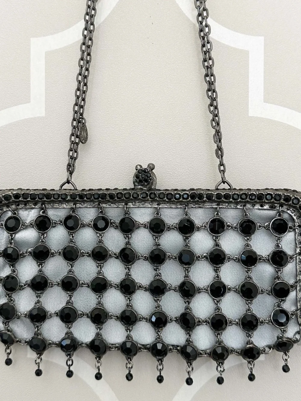 NEW Clara Kasavina Handmade Black Swarovski Crystals Evening Clutch Shoulder Bag